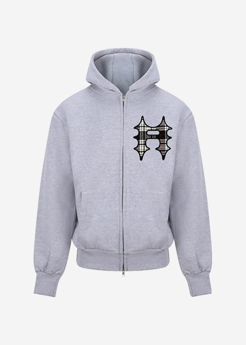 Applique Zip-Hoodie Heather Grey
